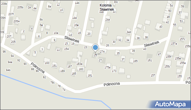 Lublin, Sławinek, 25, mapa Lublina