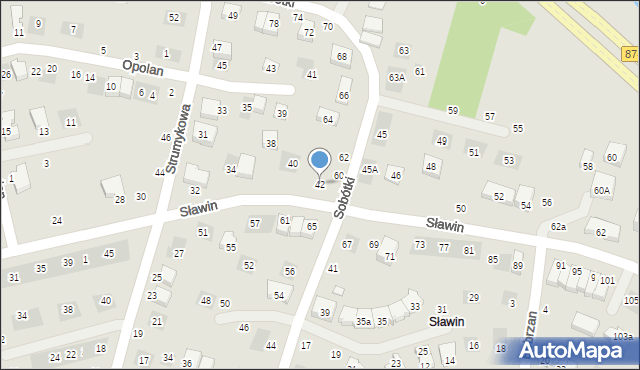 Lublin, Sławin, 42, mapa Lublina