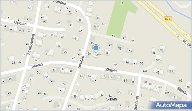 Lublin, Sławin, 46, mapa Lublina