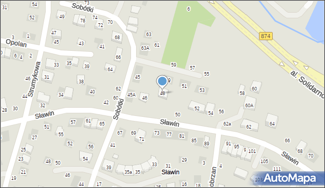 Lublin, Sławin, 48, mapa Lublina