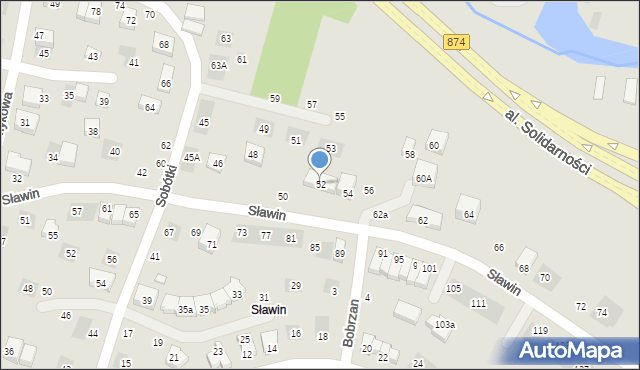 Lublin, Sławin, 52, mapa Lublina