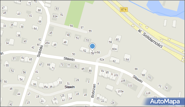 Lublin, Sławin, 54, mapa Lublina