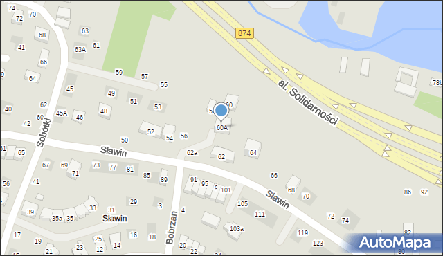 Lublin, Sławin, 60A, mapa Lublina