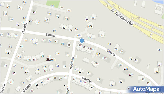 Lublin, Sławin, 93, mapa Lublina