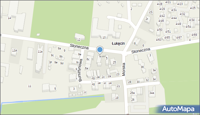 Łukęcin, Słoneczna, 7, mapa Łukęcin