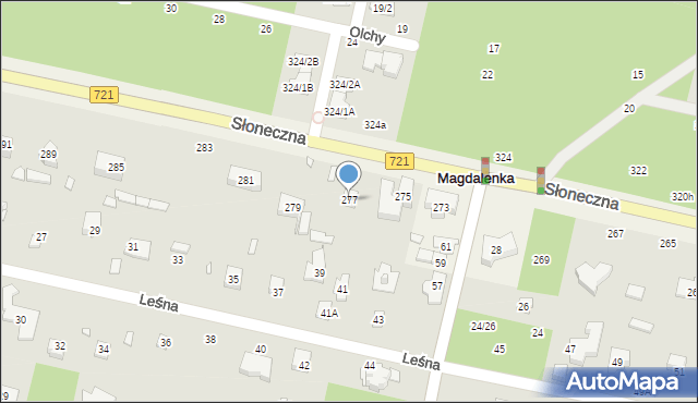 Magdalenka, Słoneczna, 277, mapa Magdalenka