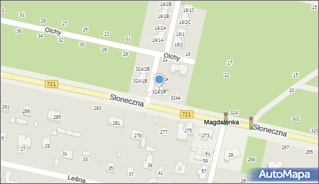 Magdalenka, Słoneczna, 324/1A, mapa Magdalenka