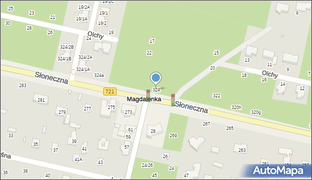 Magdalenka, Słoneczna, 324, mapa Magdalenka