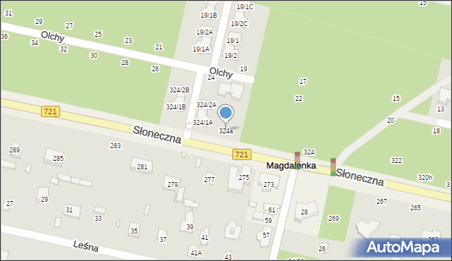 Magdalenka, Słoneczna, 324a, mapa Magdalenka