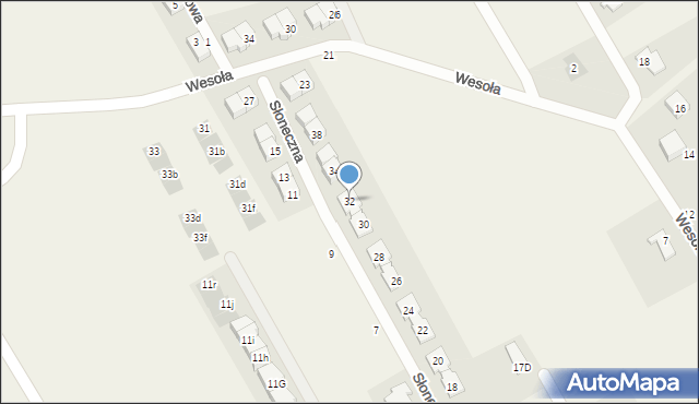 Majdan, Słoneczna, 32, mapa Majdan