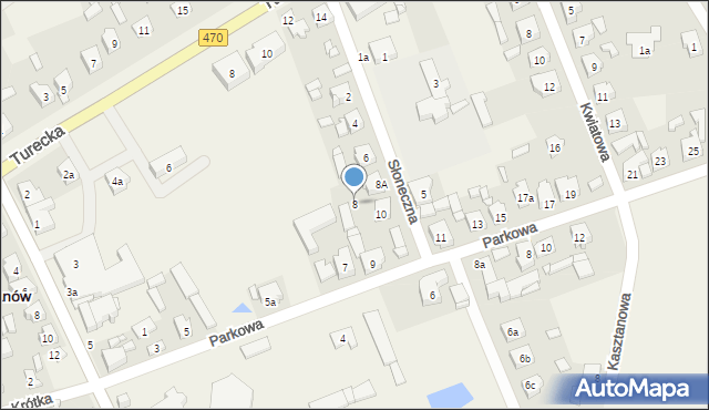 Malanów, Słoneczna, 8, mapa Malanów