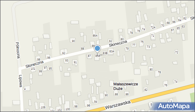 Małaszewicze Duże, Słoneczna, 85A, mapa Małaszewicze Duże