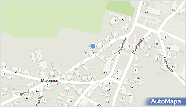 Małomice, Słowackiego Juliusza, 4, mapa Małomice