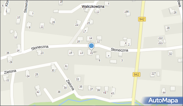 Meszna, Słoneczna, 11, mapa Meszna