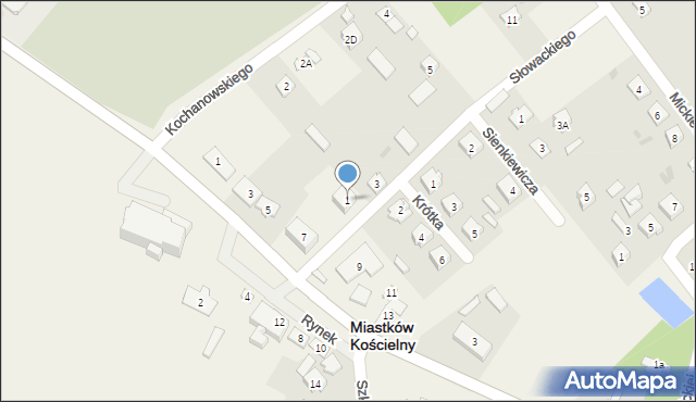 Miastków Kościelny, Słowackiego Juliusza, 1, mapa Miastków Kościelny