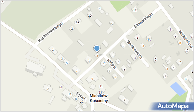 Miastków Kościelny, Słowackiego Juliusza, 3, mapa Miastków Kościelny