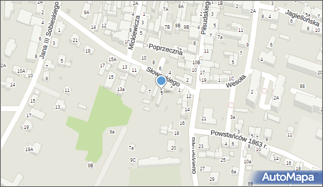 Miechów, Słowackiego Juliusza, 5, mapa Miechów