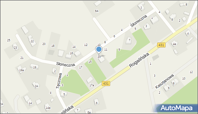 Mieczewo, Słoneczna, 13, mapa Mieczewo