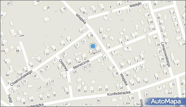 Mielec, Słoneczna, 10a, mapa Mielca