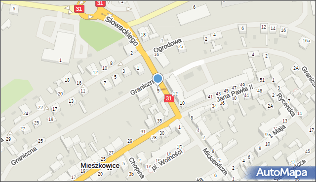 Mieszkowice, Słowackiego Juliusza, 5, mapa Mieszkowice