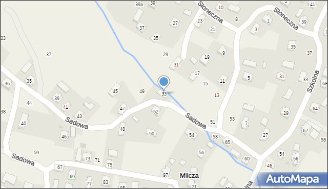 Milcza, Słoneczna, 33, mapa Milcza