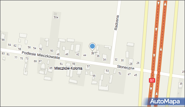 Mleczków, Słoneczna, 38, mapa Mleczków