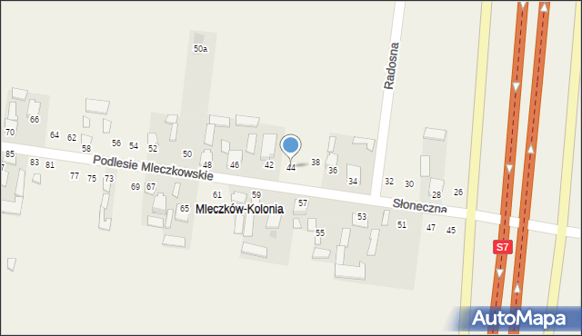 Mleczków, Słoneczna, 44, mapa Mleczków