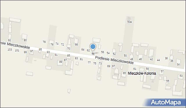 Mleczków, Słoneczna, 58, mapa Mleczków