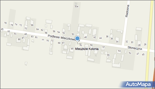 Mleczków, Słoneczna, 63, mapa Mleczków