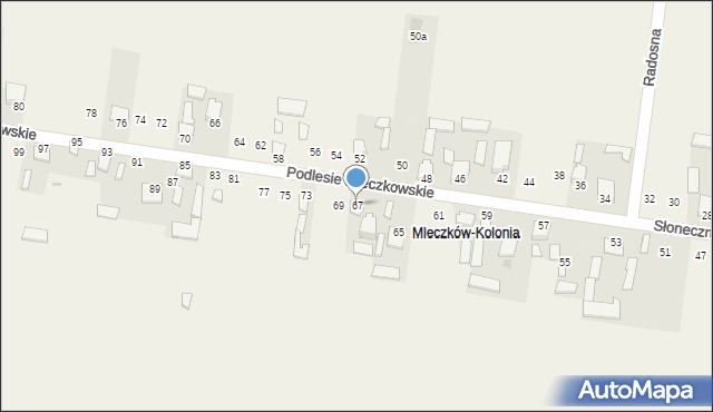 Mleczków, Słoneczna, 67, mapa Mleczków