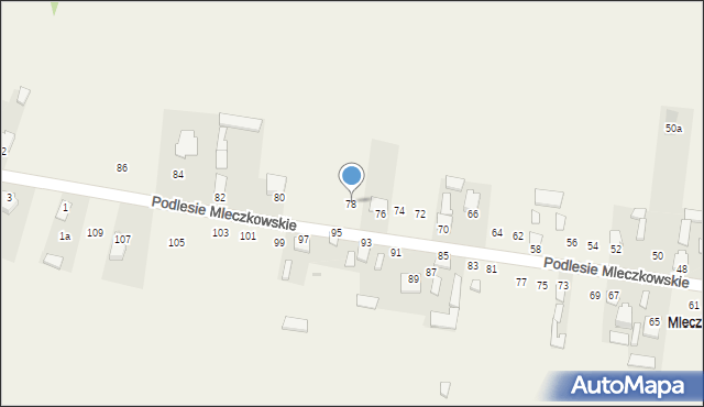 Mleczków, Słoneczna, 78, mapa Mleczków