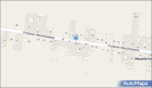 Mleczków, Słoneczna, 91, mapa Mleczków