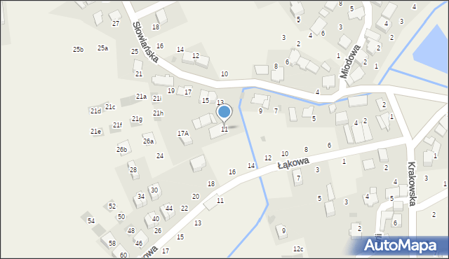 Modlniczka, Słowiańska, 11, mapa Modlniczka