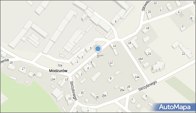 Modzurów, Słowackiego Juliusza, 10, mapa Modzurów