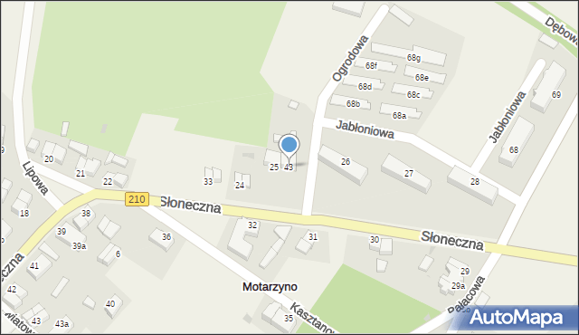 Motarzyno, Słoneczna, 43, mapa Motarzyno