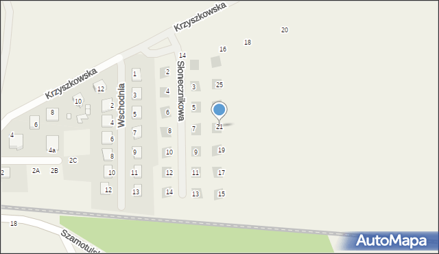 Mrowino, Słonecznikowa, 21, mapa Mrowino