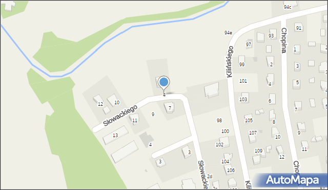 Mstów, Słowackiego Juliusza, 4, mapa Mstów