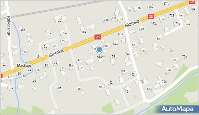 Mszana Dolna, Słomka, 58A, mapa Mszana Dolna