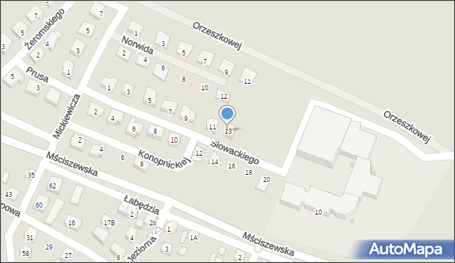 Murowana Goślina, Słowackiego Juliusza, 13, mapa Murowana Goślina