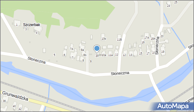 Muszyna, Słoneczna, 10, mapa Muszyna