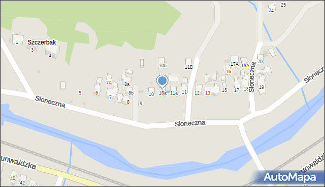 Muszyna, Słoneczna, 10a, mapa Muszyna