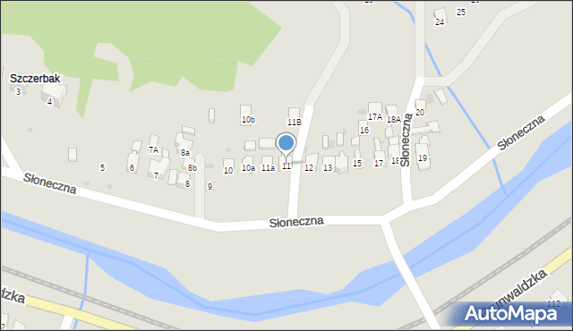 Muszyna, Słoneczna, 11, mapa Muszyna