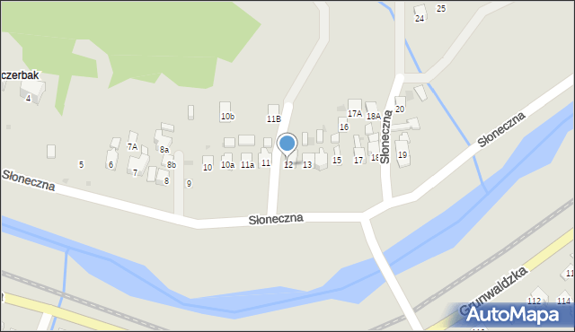 Muszyna, Słoneczna, 12, mapa Muszyna