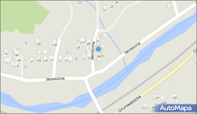 Muszyna, Słoneczna, 19, mapa Muszyna