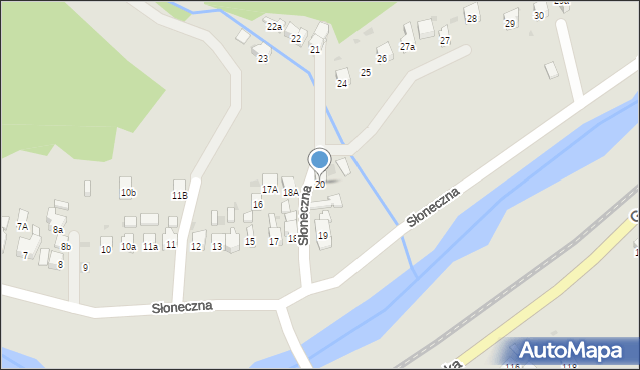 Muszyna, Słoneczna, 20, mapa Muszyna