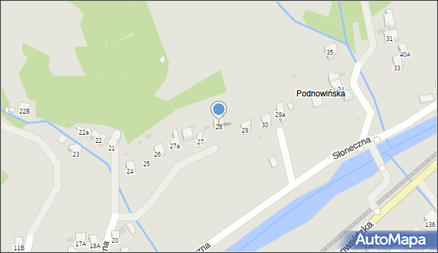 Muszyna, Słoneczna, 28, mapa Muszyna