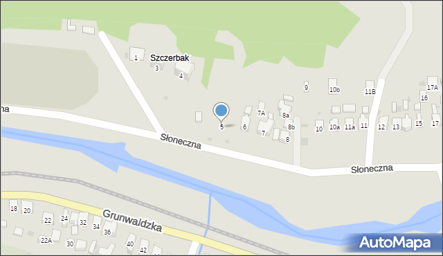 Muszyna, Słoneczna, 5, mapa Muszyna