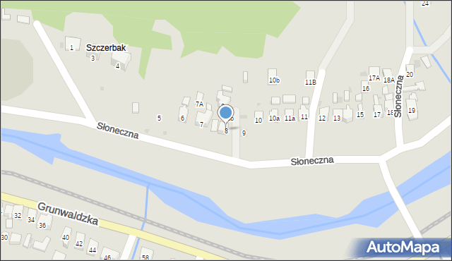 Muszyna, Słoneczna, 8, mapa Muszyna