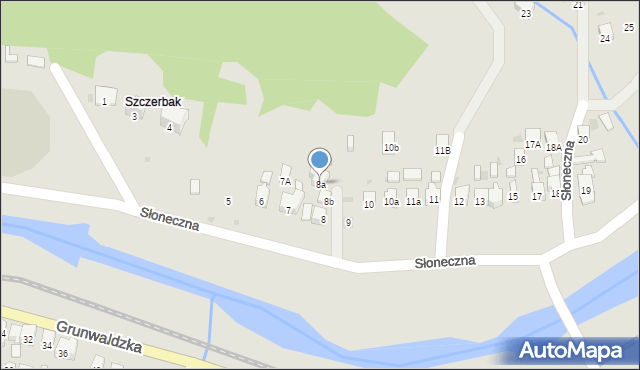 Muszyna, Słoneczna, 8a, mapa Muszyna