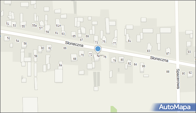 Mykanów, Słoneczna, 74, mapa Mykanów